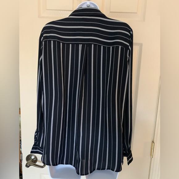 H&M Navy Pinstripe Button Up Shirt - Picture 2 of 4